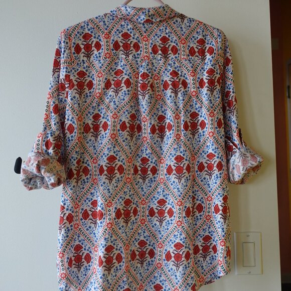 Boden linen shirt Ivory, Poppy Bloom 4P 4 petite - Picture 11 of 16